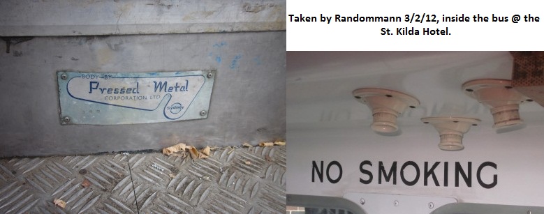 Left: The original body plate behind the rear door.<br />Right: Three jet nozzles beside a &quot;NO SMOKING&quot; sign (Which I believe is original)