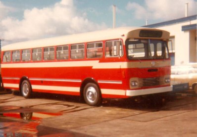 A watt bodied Bedford possibly ex STA Adelaide.About to be delvered.This was the common red and creme livery that Jack Sellick designed.There were a few variation on this livery including replacing the red on many occasions.