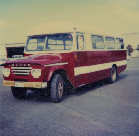 A Dodge truck chassis with bus body.Photo dated around 1983-84.