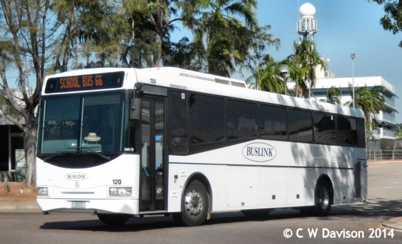 Buslink, Darwin, 120, Mercedes Benz OH1830 with Bustech coach body, Casuarina bus station, 31/10/14