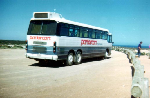 Parlorcars Denning on the Nullabor lookoout 111kms from SA/WA border in December 1985. This coach was based in Adelaide for Tours.I took this photo whilst driving it on the Perth Adelaide service at the time.