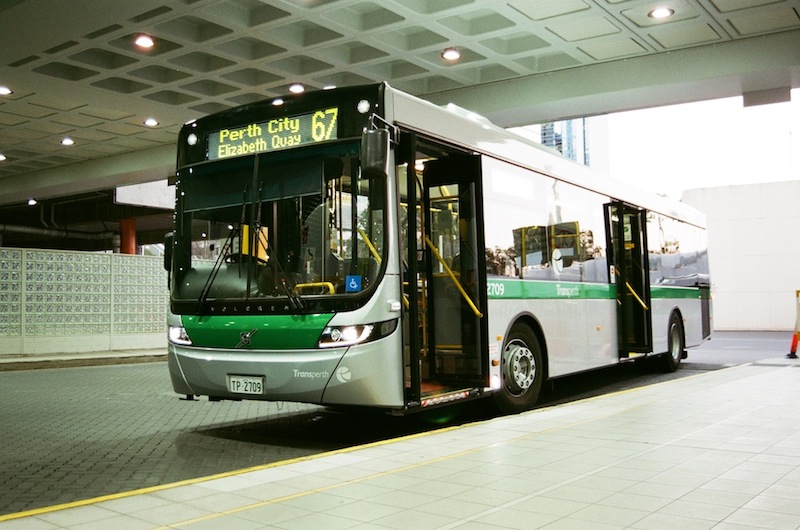 2709 at Elizabeth Quay Bus Station, on a cold and sunny July afternoon