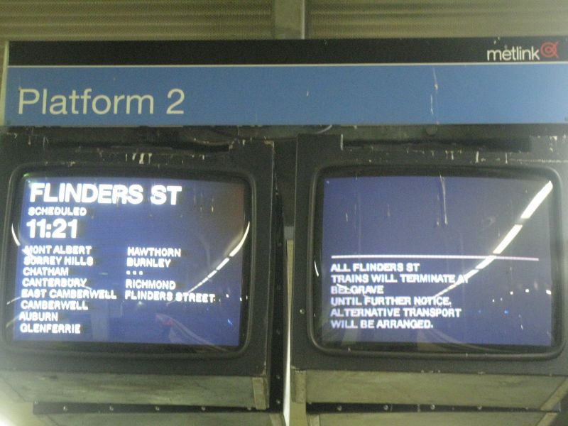 All Flinders Street trains will terminate at Belgrave until further notice.