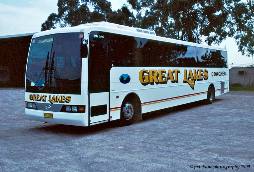 MO 4765
Great Lakes Coaches Hino RG230/P&D at the depot in 1999, To King Bros (294) 1/02. Then sold to Nowra Coaches Pty Ltd, South Nowra as BUS 913 2/03 - renumbered MO 6449 7/06. Transferred to associated operator Surf City Coaches, Southport, QLD as MO 6449 approx 6/08, then back at Nowra Coaches as 5154 MO by 7/09; Traded to BCI 2/14 & Sold to Thompson Bus Services, Joyner, QLD as (51) 051 GJT (reg 2/5/14).
Keywords: denairphoto hino_RG230 PandD premierbus thompsonbus