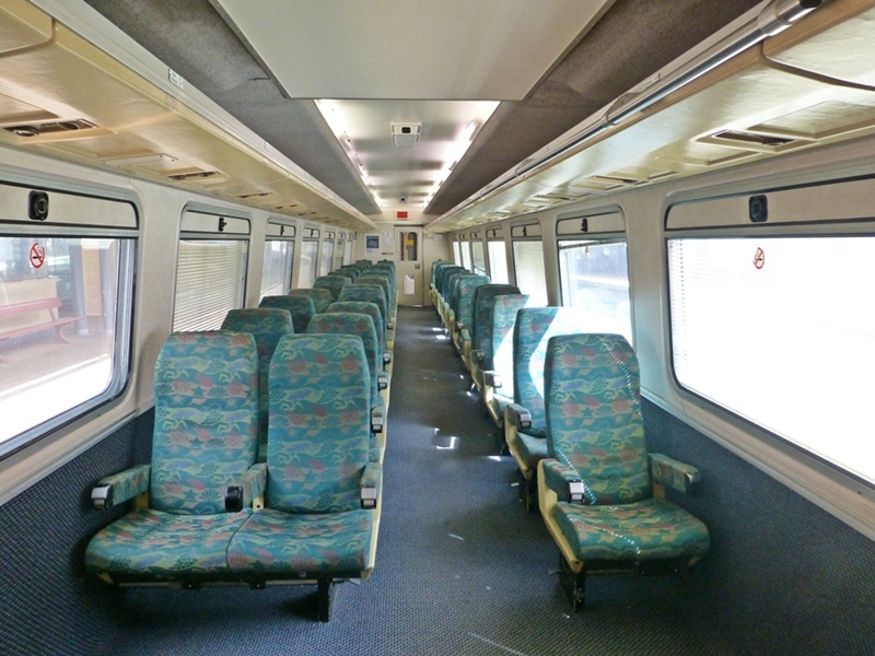ICE interior
QR introduced the ICE sets in 1988, for use on the North Coast Line between Brisbane and Rockhampton. The InterCity Express trains are now used between Gympie North and Roma St., have manual opening/automatic closing swing doors, luggage racks, reversible seats for the direction of travel and only 3 seats across the carriage width.
Keywords: orfordphoto trains