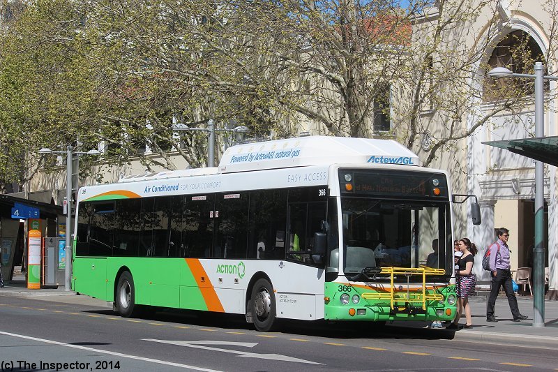 BUS 366
ACTION (366) Scania L94UB CNG/Custom Coaches (SA) CB60 in Canberra 1/10/2014.
Keywords: inspectorphoto actionbuses scania_L94UB custom_CB60