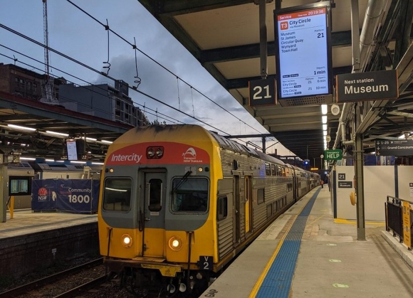 Katoomba service arriving at Central going operating to the City Circle via Museum