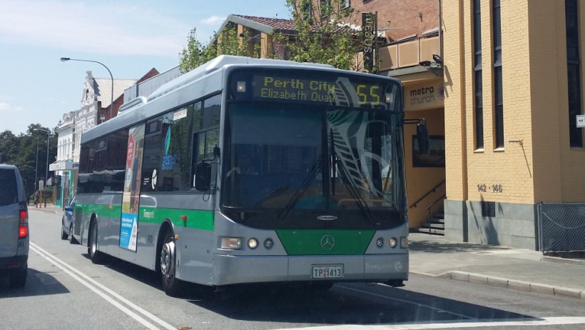 TP1413 on a 55T to EQBS, now confirmed to be at Malaga, seen along Beaufort St.